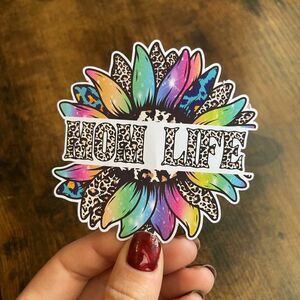 Rainbow Sunflower Mom Life Glossy Sticker